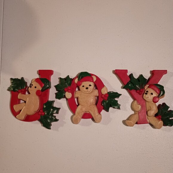 Christmas Homco JOY Wall Plaque Vintage Retired - Picture 2 of 10